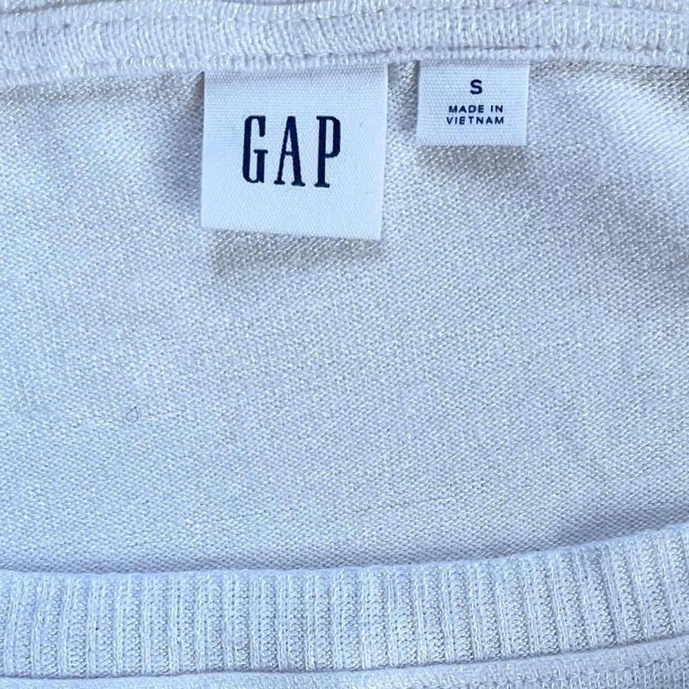 GAP Women’s Basic Normcore White Knit Long Ribbed Sleeve Boat Neck T-shirt Sz S - Picture 6 of 9